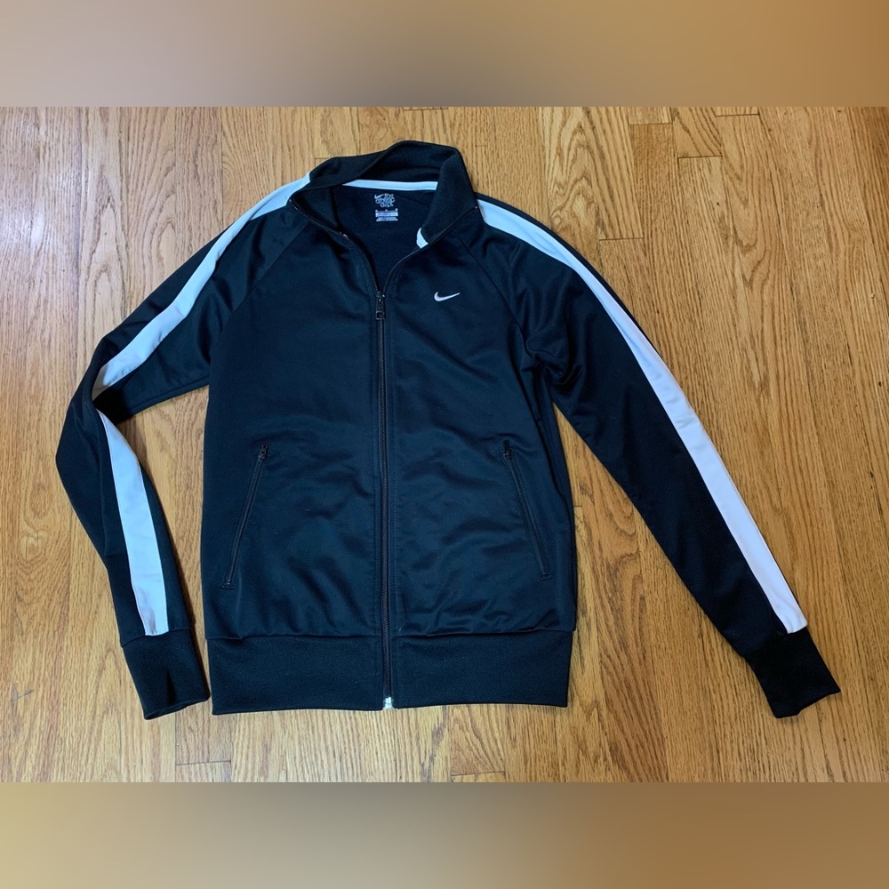 NIKE " the athletic dept" ladies black/white athletic jacket, junior size medium